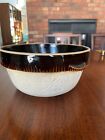 Vintage 1940s Stoneware Earthenware Mixing Bowl Brown Glaze Rim Cook-rite 10 