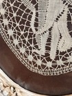 Vintage Antique Framed  Figural  Needle Lace Maiden With Fruit