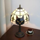 Tiffany Style Black Cat Stained Glass Table Lamp Cute Small Quirky Table Lamp Be