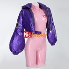 Egghead Lilith Cosplay Costume Shiny Pink Jumpsuit And Hooded Coat With Gloves
