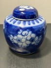Antique 20th C  Chinese Porcelain Blue White Prunus Ginger Jar With Lid 4 1 2  