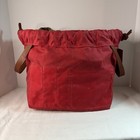 Magner Waxed Canvas And Leather Handmade Knitting   Project Bag  Red
