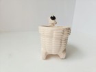 Vintage Pink Poodle Cermic Planter Spaghetti Pink Gold Black Basket Cart