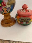 Pair Of Hand-painted Lidded Wooden Trinket Containers  Folk Art haiti