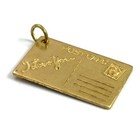 Vintage Charm I Love You Postcard Necklace Pendant Brass Jewelry Gift For Women