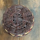 Brown Wicker Basket Striped Weaving And A Natural Raffia-style Accent Band