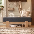 57  Solid Wood Entryway Bench  Upholstered End Of Bed Ottoman Bench
