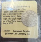 Silver 3-polker  1 Kruzierz  Of Sigismund Iii  1587-1632  Poland Littletonholder