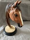 Horse Head Statue - Resin On Wood Base - Repaired