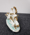 Vintage Eight Running Horses Figurine White Porcelain Gold Accents 4in H X 5 5w