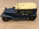 Vintage Made Japan  Tin Litho Blue White Hard Top Sedan Friction Toy Car