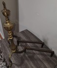 Vintage Set Of Two 18 1 2  Tall Brass   Cast-iron Fireplace Andirons