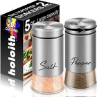 Stainless Steel Salt And Pepper Shakers Set 5 Oz Salt Shaker With Adjustable    