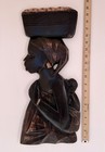 Vintage Wall Art African Woman Baby On Back Hand Carved Wood 20  Tall Ghana
