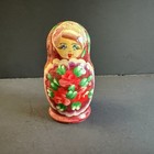 Vintage 3 5  Russian Matryoshka Nesting Dolls Set Of 4 Red Floral Hand Painted