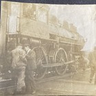 1900s Railroad Train Conductor In Locomotive At Station Men Orig Photo P19zb14