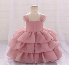 Girls    Pink Princess Party Dress     Layered Tutu Dress With Flowers   Bow