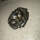 Vintage Belt Buckle Brass 1960s  Bronze Lion Head Heavy Metal