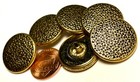 6 Vtg Nos Hollow Puffed Antique Brass Tone Metal Shank Buttons 7 8 23mm 12633