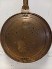 Antique Solid Brass Bed Warmer Engraved Design On Lid  Wood Handle  Well Used