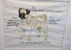 Clapper Hollow Design Hc88 Fawn Pug Dog - Cut Framed Art Print Signed 16 5x13 5