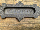 Vintage Antique Victorian Letters Door Mail Slot Spring Hinged Cast Iron 8 