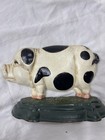 Vintage Large Cast Iron Farmhouse Pig Door Stop Country Decor 8  X 6 5 