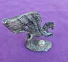 Vtg Pewter Winged Horse Statue Figure Figurine Mystical Pegasus W Crystal Ball