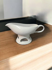 White Porcelain Nantucket Gravy-butter-sauce Boat And Warmer Stand