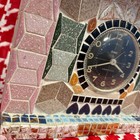 Vintage Westclox Drowse Mosaic Tile Mantel Clock Working Folk Art Mid Century