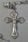 Antique Sterling Silver Crucifix 5 Decade Crystal Rosary 30  47 1g  j4781