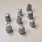 Vintage Metal Sewing Thimbles Lot Of 8 Silver Tone Classic Collectible Tools