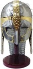 Medieval Viking Battle Ready Chain Mail Armor Mask Helmet W stand Rustic Vintage