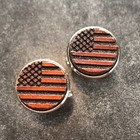 Cuff Links Mid-century Silver-tone Wood American Flags Vintage Men s Jewelry