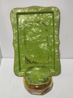 A Gorgeous Vintage Bakelite   Celluloid Green 3 Pc Vanity Set Tray Glass Jar Lid