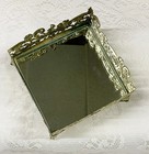 Vtg Ornate Gold Tone Filigree Footed Vanity Dresser Mirror Small Tray