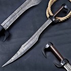 Damascus Steel Spartan Sword  King Leonidas 300 Movie Replica