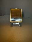 Vintage Art Deco Gold Tone   Black Enamel Mirror Powder Compact - 151