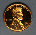 1961  p  - Proof Lincoln Memorial 1   Cent Penny - Red