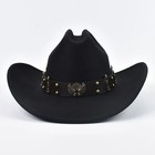 Men Women Western Cowboy Hat Vintage Leather Wide Brim Cowgirl Ranch Hat