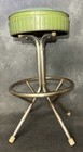 Vintage Mcm Retro Atomic Ribbed Green Vinyl Swivel Stool Chrome Mid Century