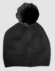  44 Bari Lynn Kid s Girl s Black Knit Flower Pearl Pom Pom Hat One Size