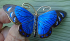 Marius Hammer Norwegian Butterfly Extra Large Stg Silver Enamel Brooch Norway