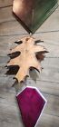 European Deer Skull Mount Plaque English Chestnut Oak Leaf