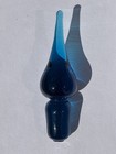 Vintage Peacock Blue Glass Bottle Stopper Flame Shape Retro 6  Tall Mid Century