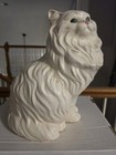 Mcm Ceramic White Persian Cat Figurine  Green-eyed Cat Decorative Figurine