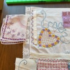 Lot 28  Vtg Embroidered Crochet Linens Napkins Hanky  Lace Craft Cutter Pieces