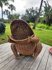 Vintage Italian Mcm Bohemian Frog Wicker Rattan Large 16  Basket   Read