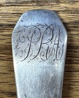 American Coin Silver Coffin End Table serving Spoon Maker Hh Unfound Monogram