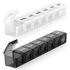  Extra Large Weekly Pill Organizer 2 Pcs  Daily Pill Box 7 Day Pill Black white